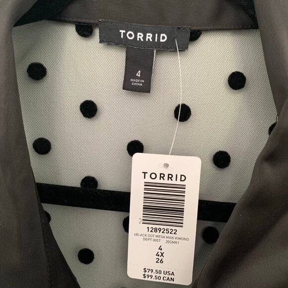 NEW Torrid Black Flocked Mesh Button Front Tiered Duster Kimono cardigan - Picture 4 of 12